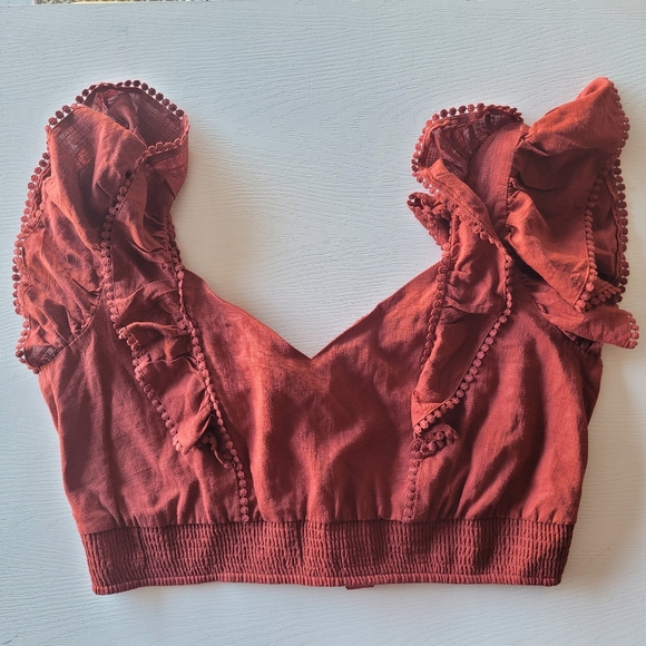 Express Linen blend Ruffle Sleeve top Size XL - Picture 8 of 12